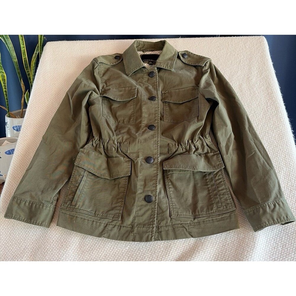 Banana Republic Olive Green Utility Jacket – Multi-Pocket Military Style XS